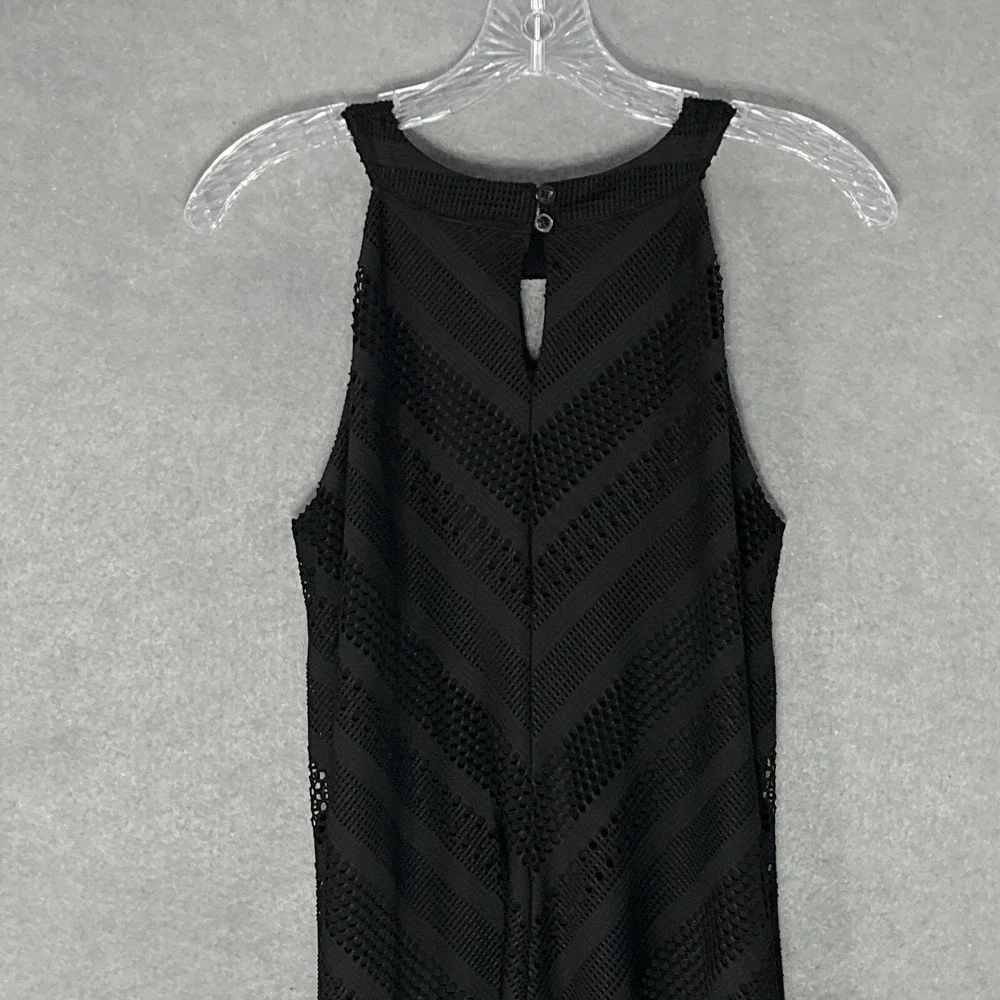 Roz & Ali Dress Womens Sz L Black Halter Cut‎ Out Eyelet Sleeveless Fit & Flare